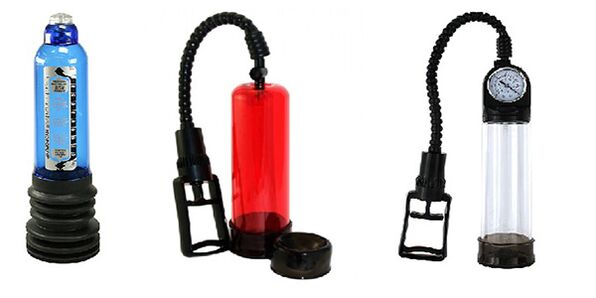 Diferentes tipos de bombas que aumentam o tamanho do pênis